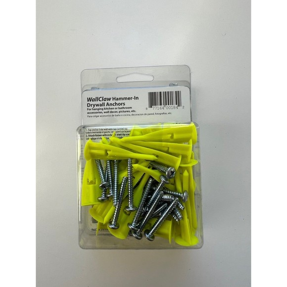 25 Pack - Lot of 2 Wallclaw Hammer In Drywall Anchors - Hangs up to 125lbs - Picture 4 of 5
